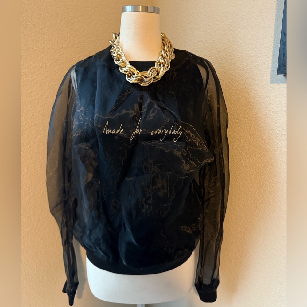 Black shirt from Zara with a mesh overlay